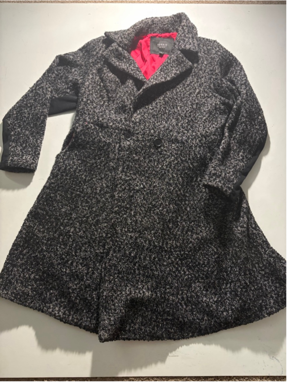 Women's Torrid Pea Coat Plus 0X Black Red - Picture 3 of 10